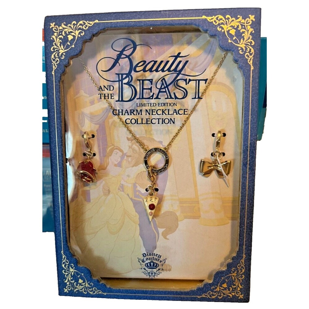 Disney Couture Beauty and Beast Charm Collection Necklace New in Box Limited Ed